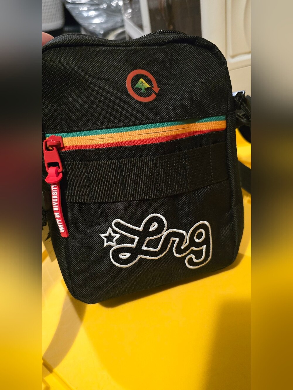 Black Crossbody Bag with Rainbow Zip - Unbranded